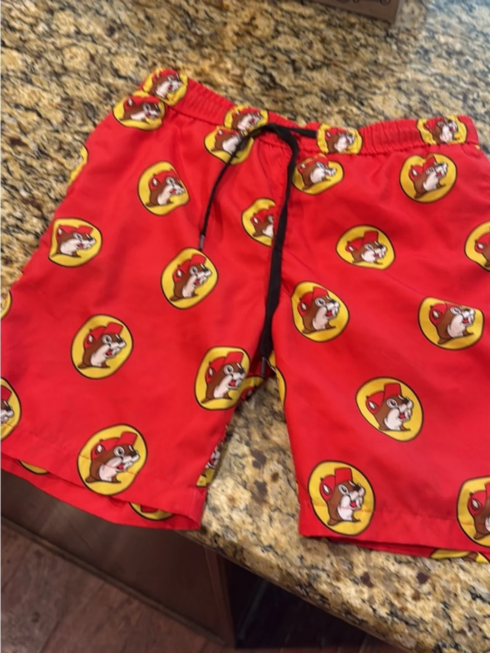 Kids Red Swim Trunks with Fox Logo